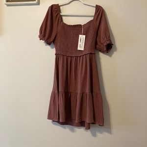 Dress size medium deep rose color smocked mini dress